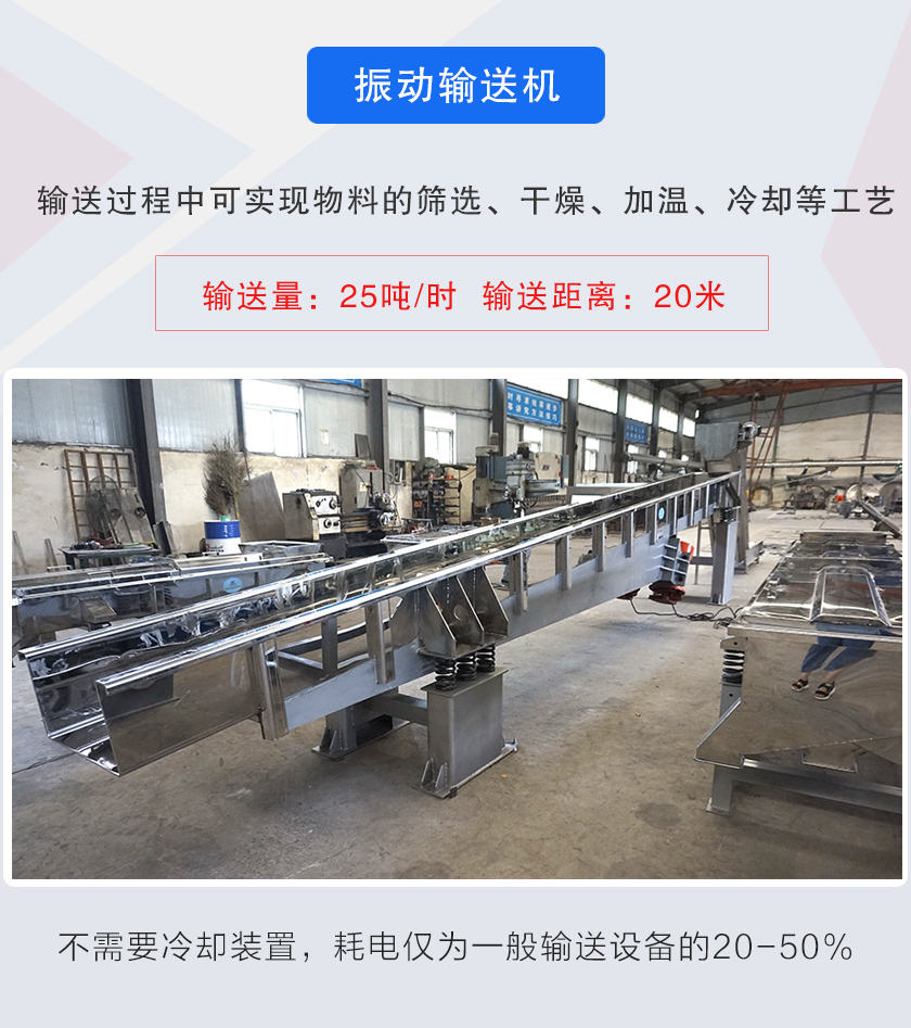 輸送過(guò)程中可實(shí)現(xiàn)物料的篩選、干燥、加溫、冷卻等工藝