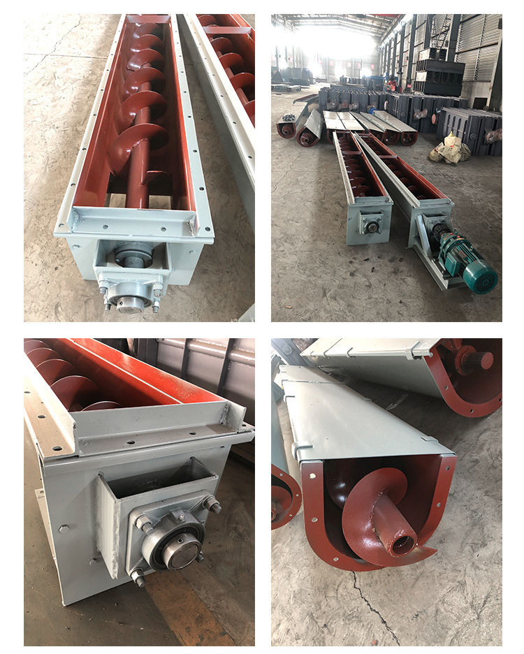 U型螺旋輸送機(jī)細(xì)節(jié)展示，采用不銹鋼材質(zhì)，輸送穩(wěn)定
